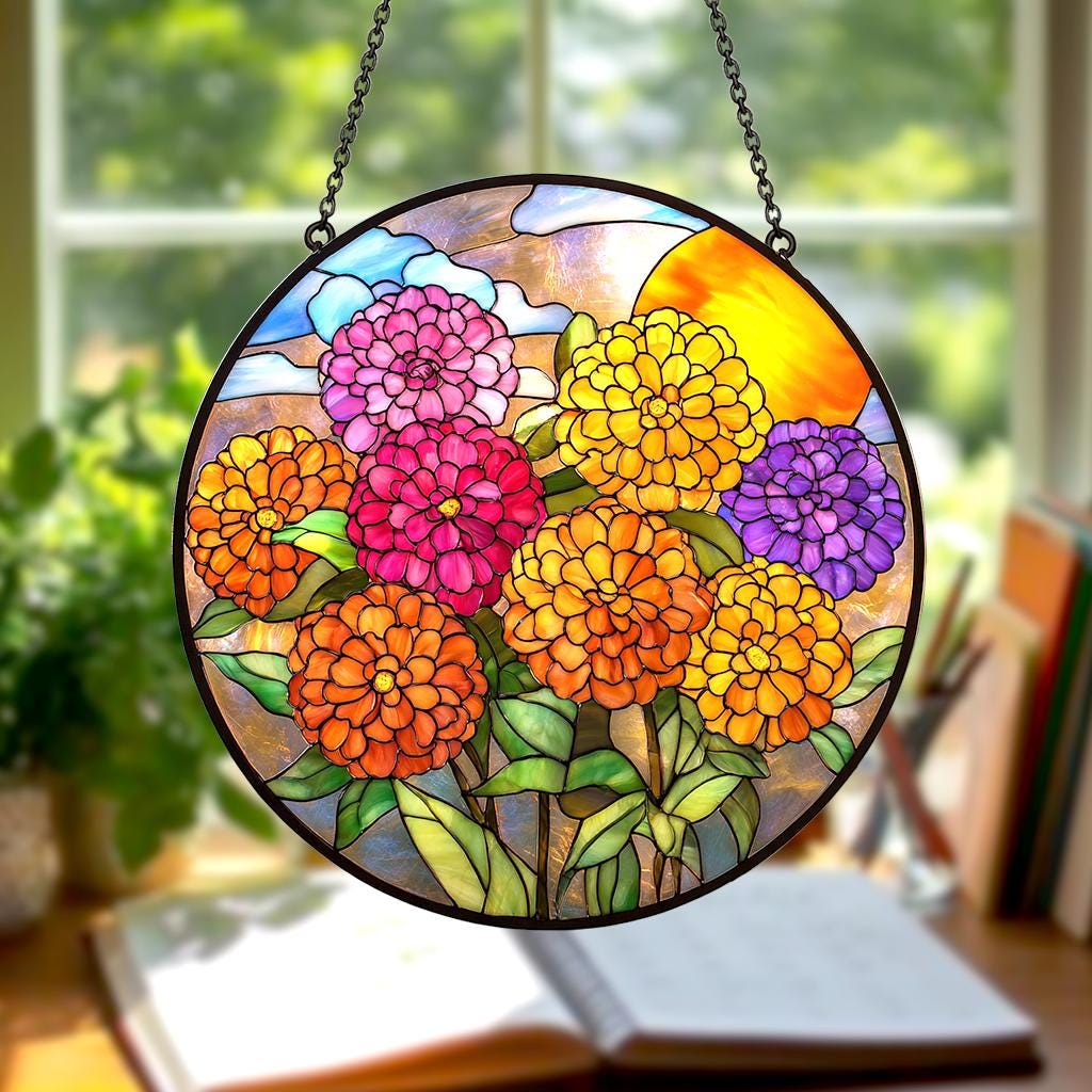 Birth Flower With Name Suncatcher Mothers Day Gift For Mom, Grandmas Garden Birth Month Flower Acrylic Window Hanging, Flower Memorial Gift