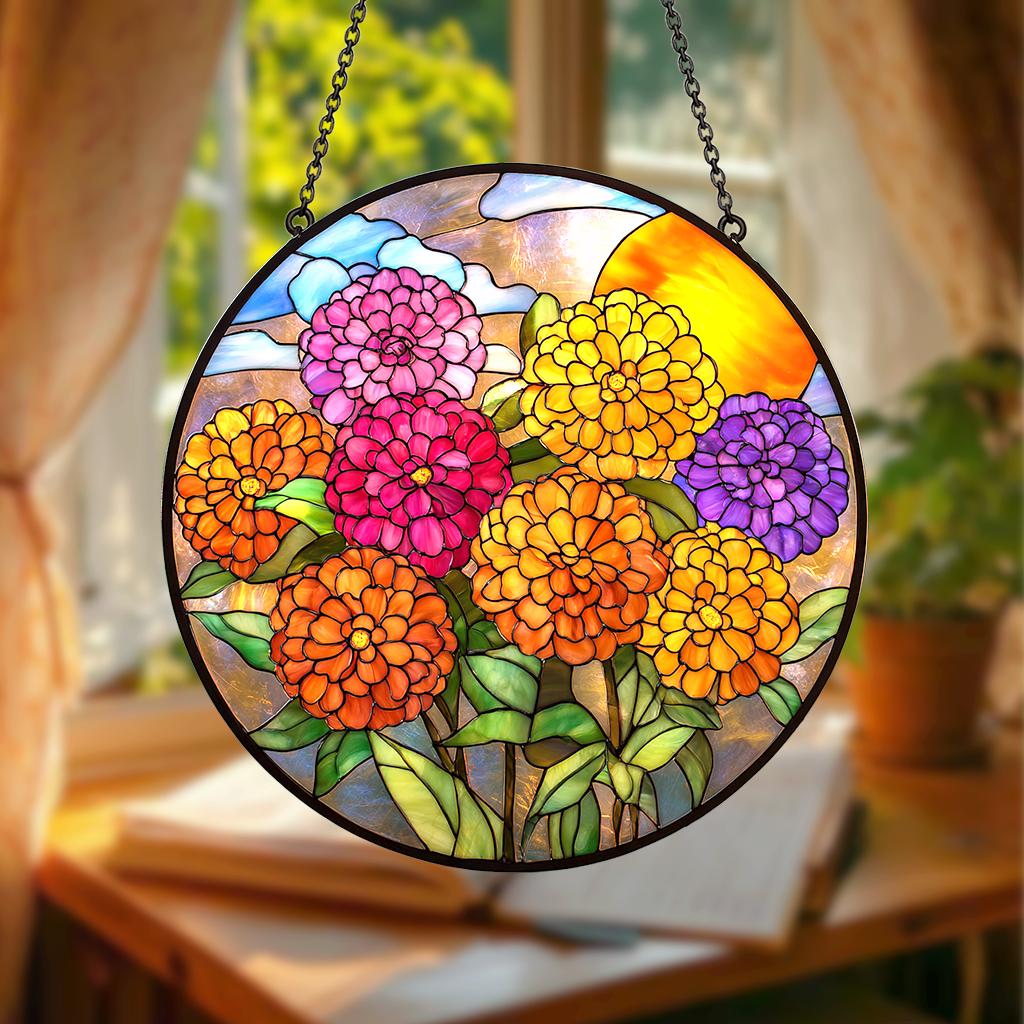 Birth Flower With Name Suncatcher Mothers Day Gift For Mom, Grandmas Garden Birth Month Flower Acrylic Window Hanging, Flower Memorial Gift