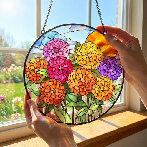 Birth Flower With Name Suncatcher Mothers Day Gift For Mom, Grandmas Garden Birth Month Flower Acrylic Window Hanging, Flower Memorial Gift