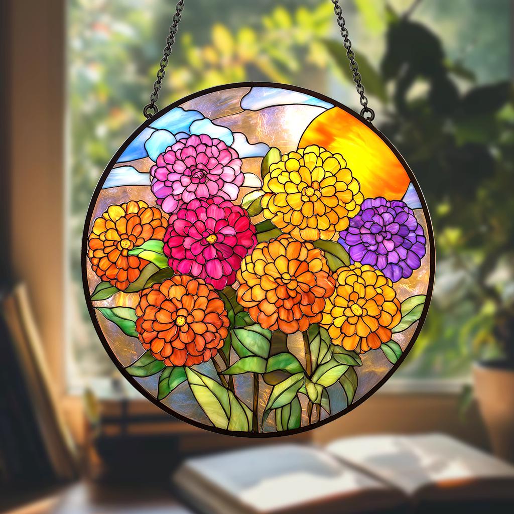 Birth Flower With Name Suncatcher Mothers Day Gift For Mom, Grandmas Garden Birth Month Flower Acrylic Window Hanging, Flower Memorial Gift