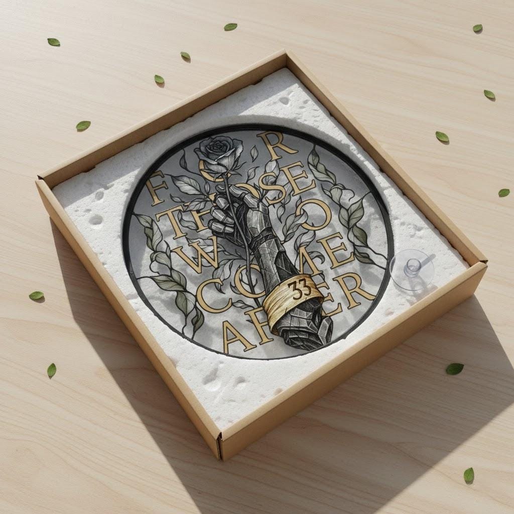 Expedition 33 Stained Glass Suncatcher, For Those Who Come After Quote, Gustave Clair Obscur Fan Merch, Gamer Window Decor