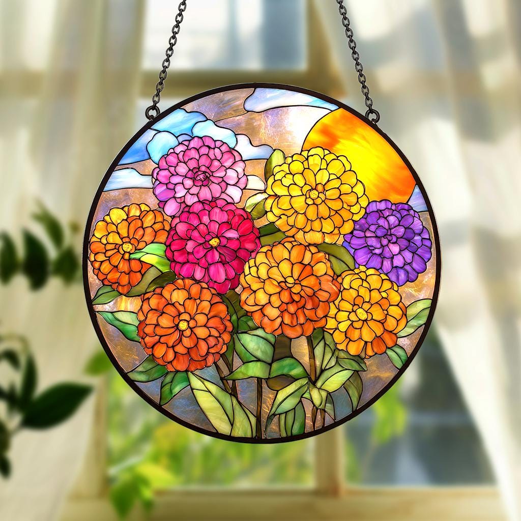 Birth Flower With Name Suncatcher Mothers Day Gift For Mom, Grandmas Garden Birth Month Flower Acrylic Window Hanging, Flower Memorial Gift