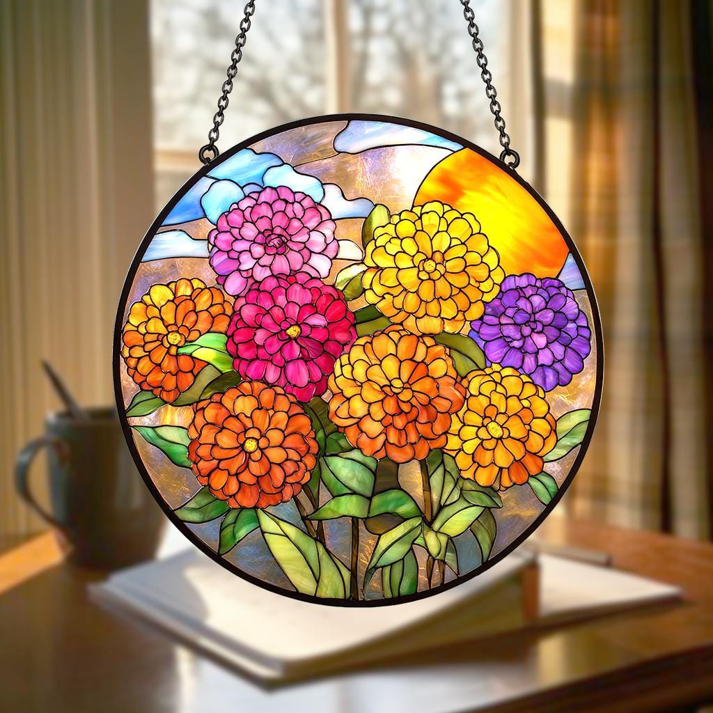 Birth Flower With Name Suncatcher Mothers Day Gift For Mom, Grandmas Garden Birth Month Flower Acrylic Window Hanging, Flower Memorial Gift