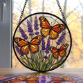 Lavender Monarch Butterfly Stained Glass Suncatcher for Window Hanging Wall Decor Art Gift for Butterfly Lovers Flower Ornament Holiday Gift