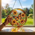 Monarch Butterfly Sunflower Suncatcher, Mother's Day Gift for Mom 2026, Floral Window Hanging Decor, Garden Sun Catcher Ornament Art for Her
