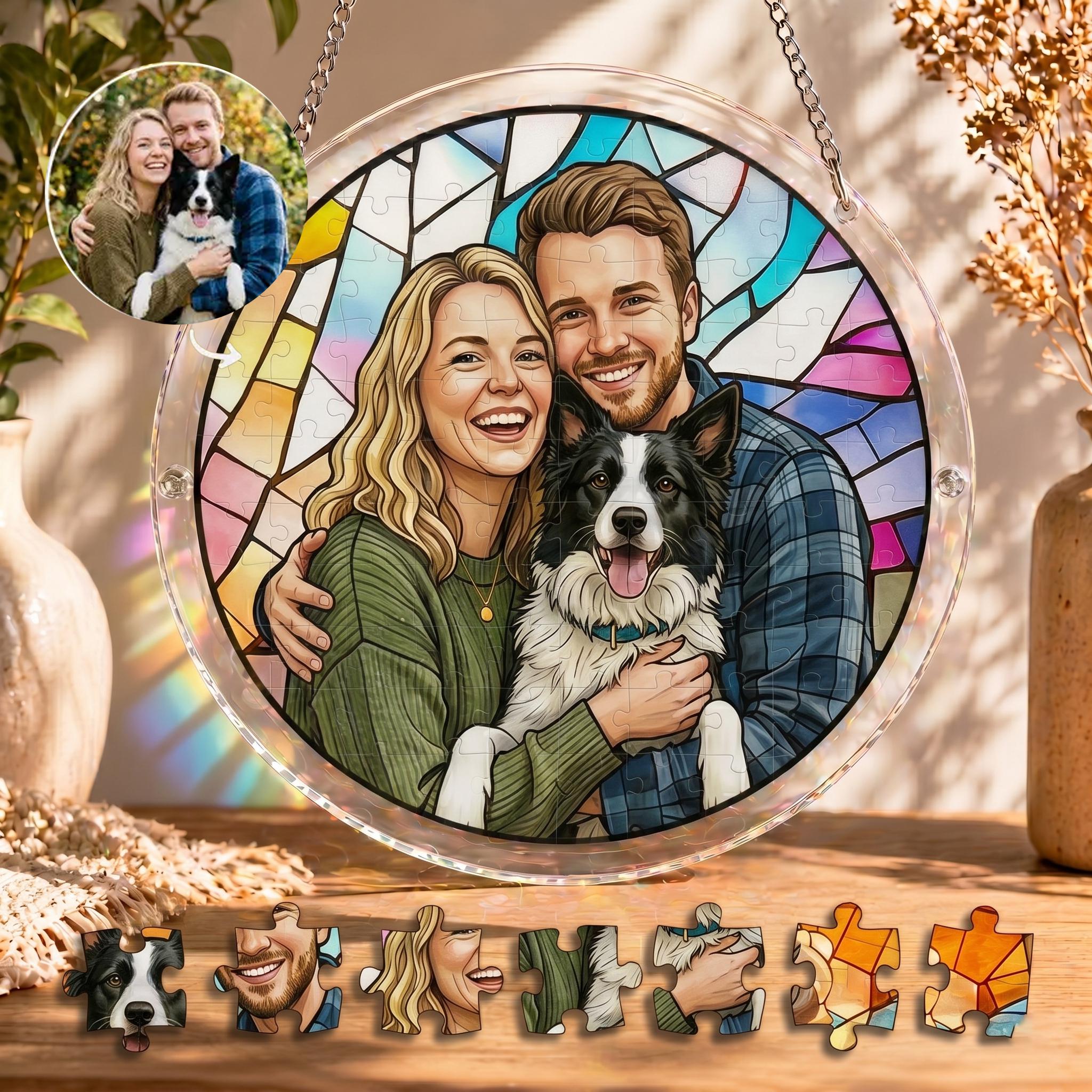 Personalized Photo Suncatcher Puzzle DIY Kit, Custom Family Portrait Window Hanging, 2026 Father's Day Gift, Mother's Day Art Gift