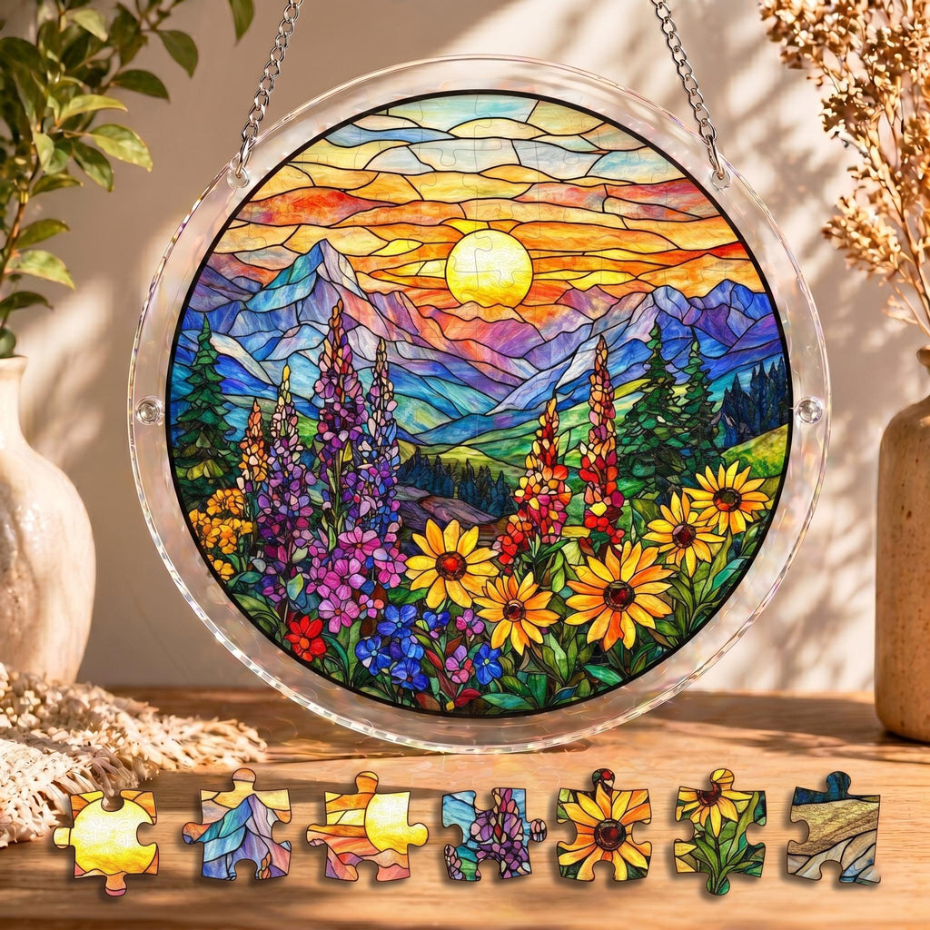 Wildflower Acrylic Suncatcher Puzzle DIY Kit for Adults, Floral Window Hanging Decor, Mother's Day 2026 Gift for Her, Botanical Art Decor