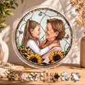 Personalized Mother's Day Photo Suncatcher Puzzle DIY Kit, Custom Grandma Grandkids Portrait Window Hanging, Father's Day Gift, Father day